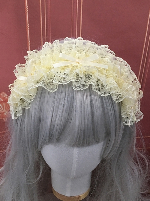 Ribbon Bowknot Sweet Lolita Solid Color Versatile Soft Girl Girly Beautiful Lace Headband