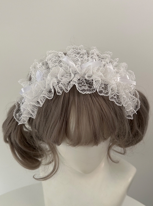 Ribbon Bowknot Sweet Lolita Solid Color Versatile Soft Girl Girly Beautiful Lace Headband