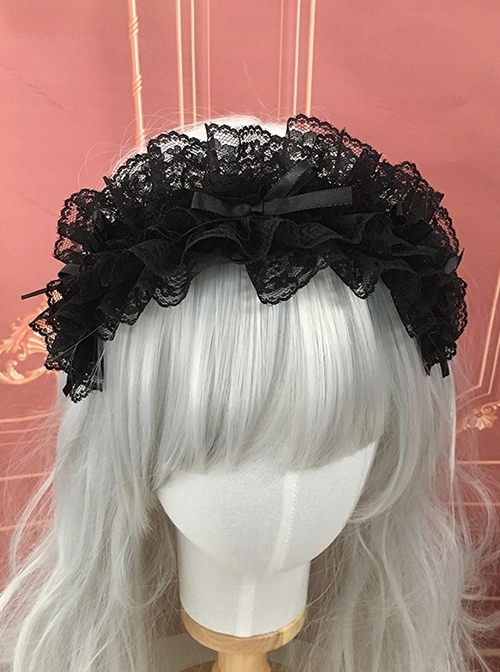 Ribbon Bowknot Sweet Lolita Solid Color Versatile Soft Girl Girly Beautiful Lace Headband