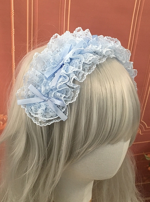 Ribbon Bowknot Sweet Lolita Solid Color Versatile Soft Girl Girly Beautiful Lace Headband