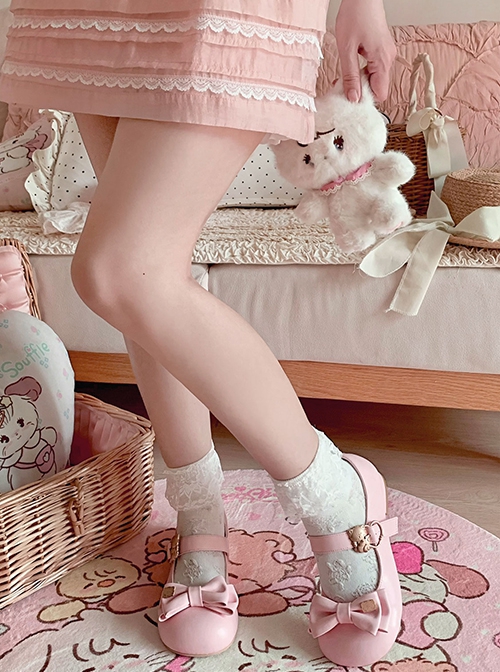 Hug Series Mikko Joint Brand Little Cat Bowknot Sweet Lolita Round Toe Low Heel Mary Jane Shoes