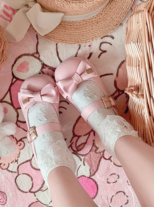 Hug Series Mikko Joint Brand Little Cat Bowknot Sweet Lolita Round Toe Low Heel Mary Jane Shoes