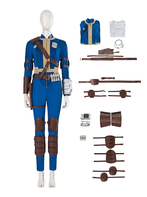 TV Drama Fallout Halloween Cosplay MacLean Blue Bodysuit Costume Set  Without Boots