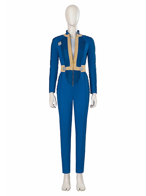 TV Drama Fallout Halloween Cosplay MacLean Blue Bodysuit Costume Set  Without Boots