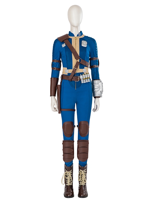 TV Drama Fallout Halloween Cosplay MacLean Blue Bodysuit Set Accessories Brown Boots