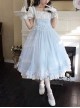 Confession Poem Series Blue Mesh Yarn Elegant Pastoral Style Classic Lolita Puff Sleeves Square Collar Bowknot Dress