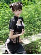 Delicate Dragon Series Black Pink Chinese Style Dragon Embroidery Elegant Lolita Puff Sleeves Sexy Improved Cheongsam