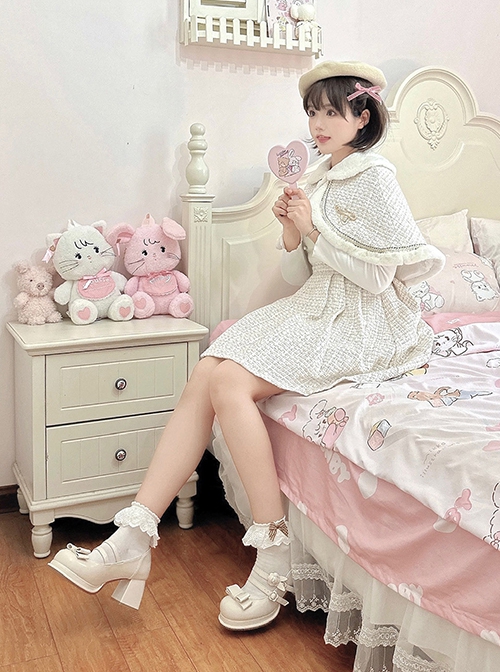 Tsubaki Tea Series Cute Retro 3D Flower Rose Elegant Sweet Lolita Round Toe High Heel Mary Jane Shoes