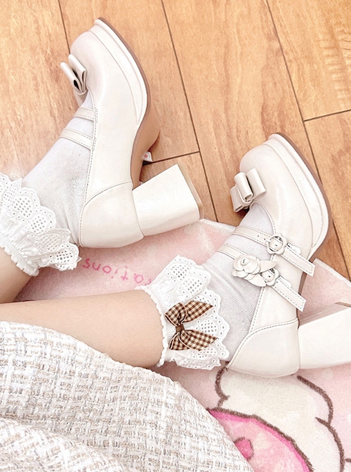 Tsubaki Tea Series Cute Retro 3D Flower Rose Elegant Sweet Lolita Round Toe High Heel Mary Jane Shoes