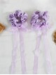 Iridescent Satin Chinoiserie Mesh Yarn Long Ribbon Tassel Sweet Lolita Cute Meatball Head Hair Ring Hair Rope