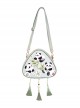 Mahjong Panda Series Light Green Chinoiserie Tassel Cute Panda Embroidery Classic Lolita Crossbody Triangular Bag