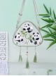 Mahjong Panda Series Light Green Chinoiserie Tassel Cute Panda Embroidery Classic Lolita Crossbody Triangular Bag