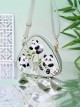 Mahjong Panda Series Light Green Chinoiserie Tassel Cute Panda Embroidery Classic Lolita Crossbody Triangular Bag