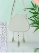 Mahjong Panda Series Light Green Chinoiserie Tassel Cute Panda Embroidery Classic Lolita Crossbody Triangular Bag