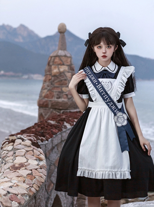 Natasha Series Russian School Uniform Classic Lolita Maid Student Daily Black Dress White Apron Embroidered Ribbon Suit