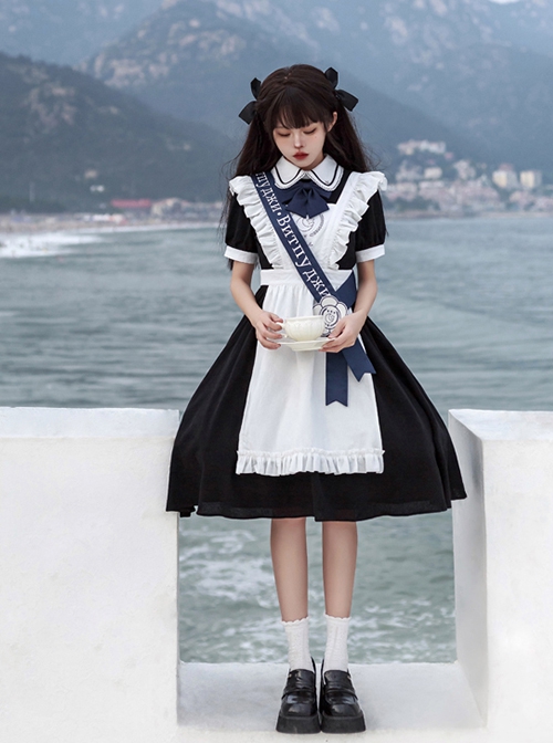 Natasha Series Russian School Uniform Classic Lolita Maid Student Daily Black Dress White Apron Embroidered Ribbon Suit