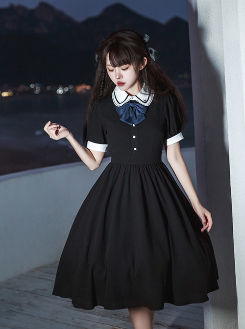 Natasha Series Russian School Uniform Classic Lolita Maid Student Daily Black Dress White Apron Embroidered Ribbon Suit