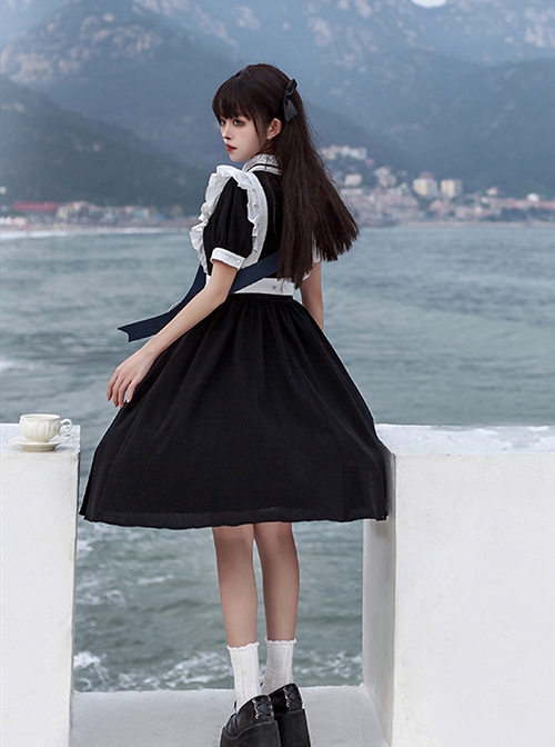 Natasha Series Russian School Uniform Classic Lolita Maid Student Daily Black Dress White Apron Embroidered Ribbon Suit