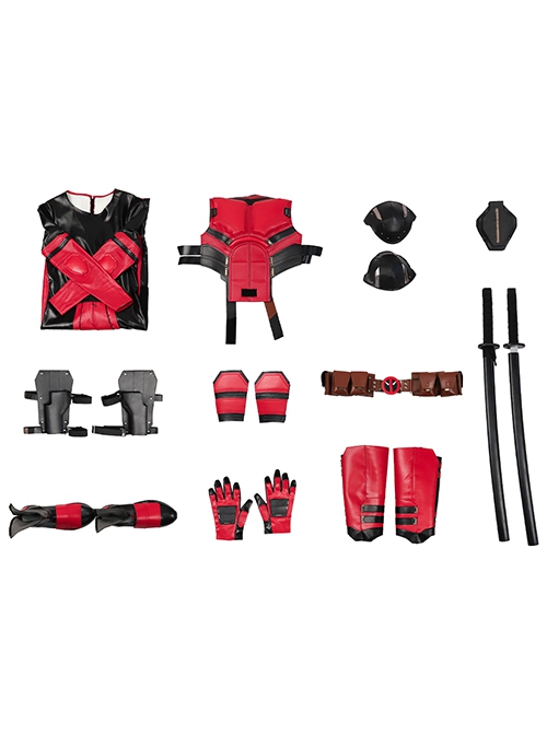 Movie Deadpool & Wolverine Halloween Cosplay Deadpool Samurai Costume Set Without Boots Without Props