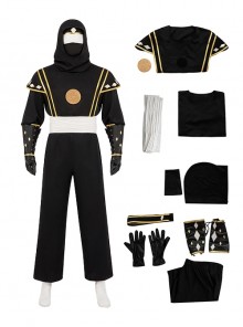 Movie Mighty Morphin Power Rangers Halloween Cosplay Black Ranger Outfits Costume Set Without Boots