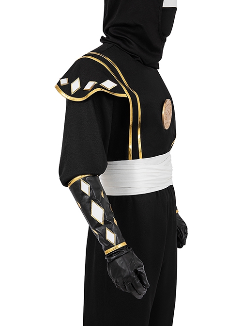 Movie Mighty Morphin Power Rangers Halloween Cosplay Black Ranger Outfits Costume Set Without Boots