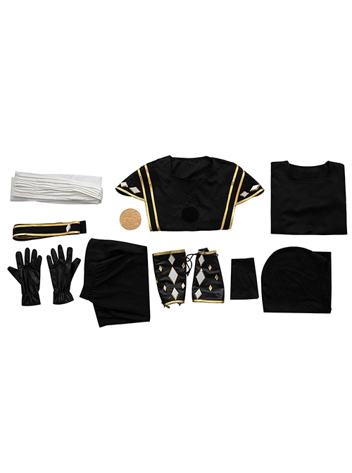 Movie Mighty Morphin Power Rangers Halloween Cosplay Black Ranger Outfits Costume Set Without Boots