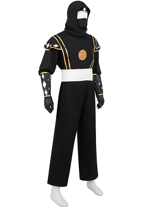 Movie Mighty Morphin Power Rangers Halloween Cosplay Black Ranger Outfits Costume Set Without Boots