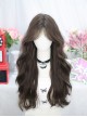 Elegant Commute Brown Fluffy Mid Split Bangs Long Curly Hair Classic Lolita Full-Head Wig