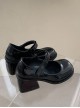 British College Style Simple Retro School Lolita One-Line Buckle High Heel Mary Jane Shoes