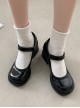 British College Style Simple Retro School Lolita One-Line Buckle High Heel Mary Jane Shoes