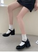 British College Style Simple Retro School Lolita One-Line Buckle High Heel Mary Jane Shoes