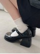 British College Style Simple Retro School Lolita One-Line Buckle High Heel Mary Jane Shoes