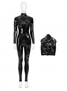 Batman Returns 1992 Halloween Cosplay Catwoman Selina Kyle Costume Black Bodysuit