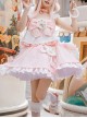 Miss Mewmew Series Cute Pink Kitty Paw Sweet Lolita Ruffles Bowknot Soft Girl Camisole Skirt Cat Ear Hairpin Set