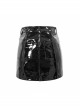 Punk Style Sexy Glazed Leather Front Center Zipper Black Tight Skirt