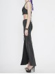 Punk Style Sexy Snakeskin Leather Side Adjustable Slit Lace Up Black Long Skirt