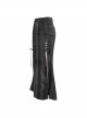 Punk Style Sexy Snakeskin Leather Side Adjustable Slit Lace Up Black Long Skirt