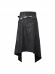 Punk Style Twill Weave Front And Back Asymmetrical Print Men's Black Daily Skirt