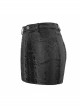 Punk Style Sexy Snakeskin Leather Splicing Mesh Side Metal Ring Decorated Black Tight Skirt