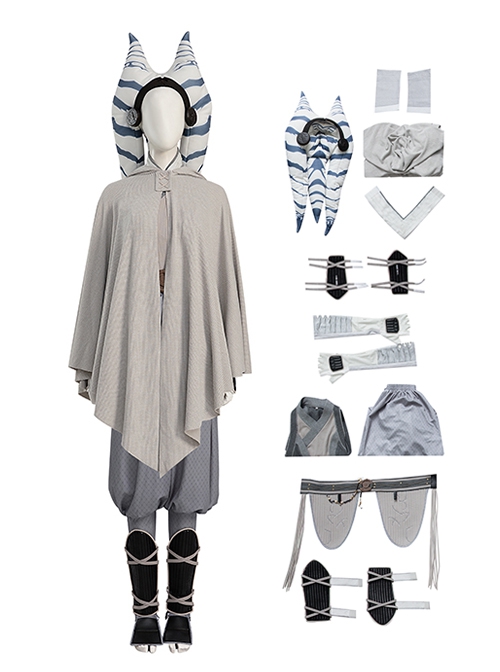 Star Wars TV Drama Halloween Cosplay Ahsoka Tano Gray Robe Version Costume Set Without Shoes