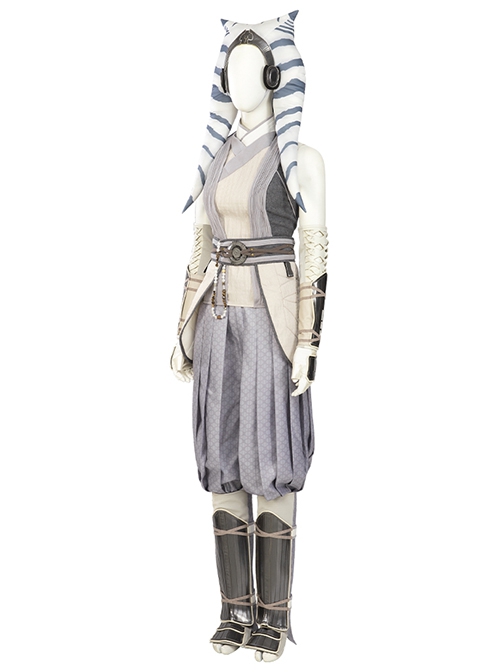 Star Wars Halloween Cosplay Ahsoka Tano White Battle Suit Costume Set Without Shoes