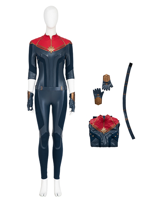 Captain Marvel II Halloween Cosplay Carol Danvers Battle Suit Bodysuit Costume Set Without Shoes