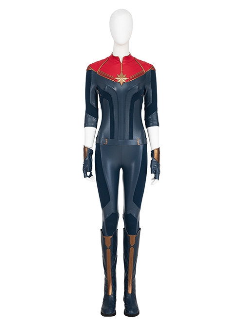 Captain Marvel II Halloween Cosplay Carol Danvers Battle Suit Bodysuit Accessories Blue Boots