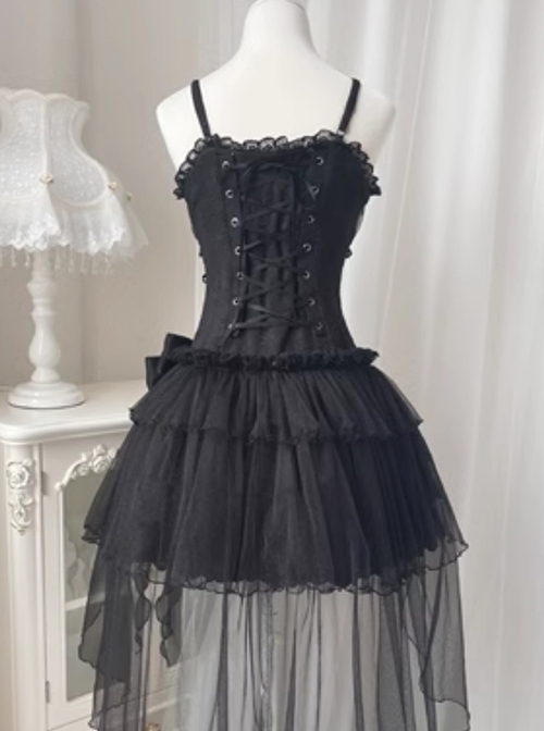 Little Rose Series Summer Daily Ribbon Bowknot Gothic Lolita Ballet Tutu Sexy Lace Tube Top Suspender Dress