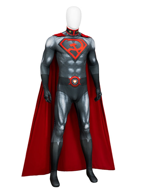 Comic Superman Red Son Superman Halloween Cosplay Costume Bodysuit Full Set