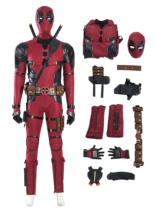 Movie Deadpool 3 Halloween Cosplay Wade Winston Wilson Battle Suit Costume Set Without Boots