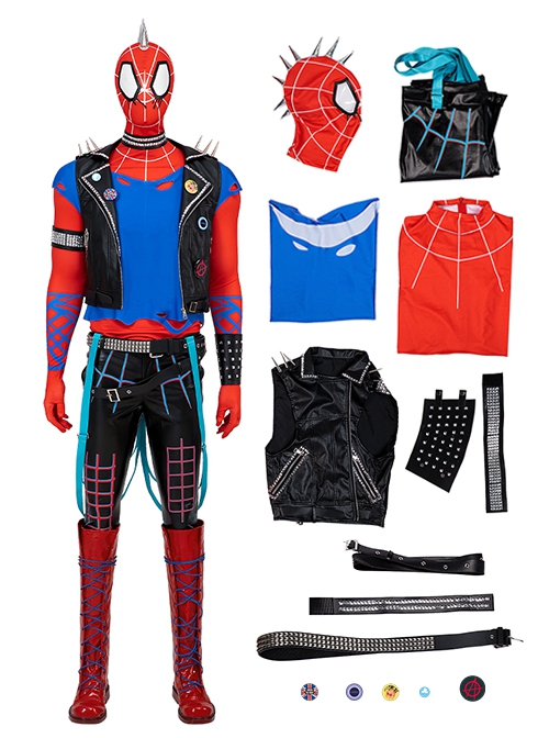 Spider-Man Across The Spider-Verse Halloween Cosplay Spider-Punk Hobart Brown Costume Set Without Boots