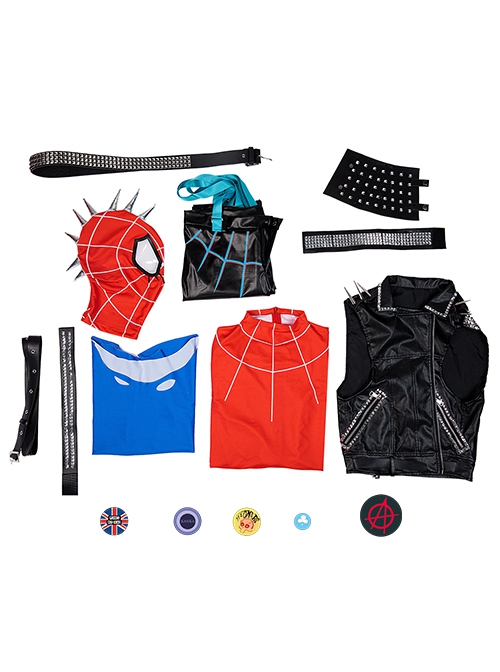 Spider-Man Across The Spider-Verse Halloween Cosplay Spider-Punk Hobart Brown Costume Set Without Boots