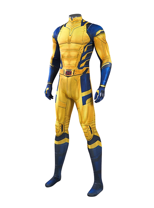 Movie Deadpool 3 Halloween Cosplay Wolverine Costume Printing Yellow Bodysuit