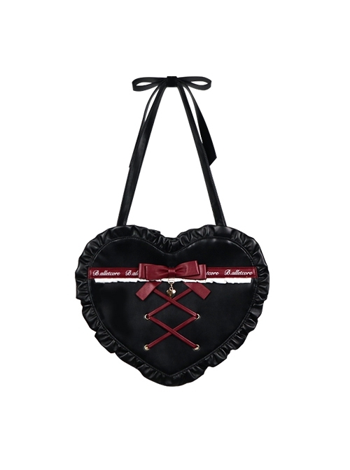 Chain Love Ballet Series Y2K Hottie Heart Shape Ruffles Quadratic Element Transparent Layer Itabag Kawaii Crossbody Bag